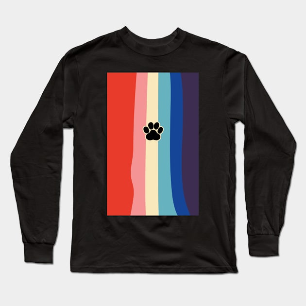 Dog paw on rainbow stripes Long Sleeve T-Shirt by Hoahip